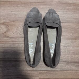 AGL Attilio Giusti Leombruni Gray Suede Fringe Slip-On Flats EU 37 Women